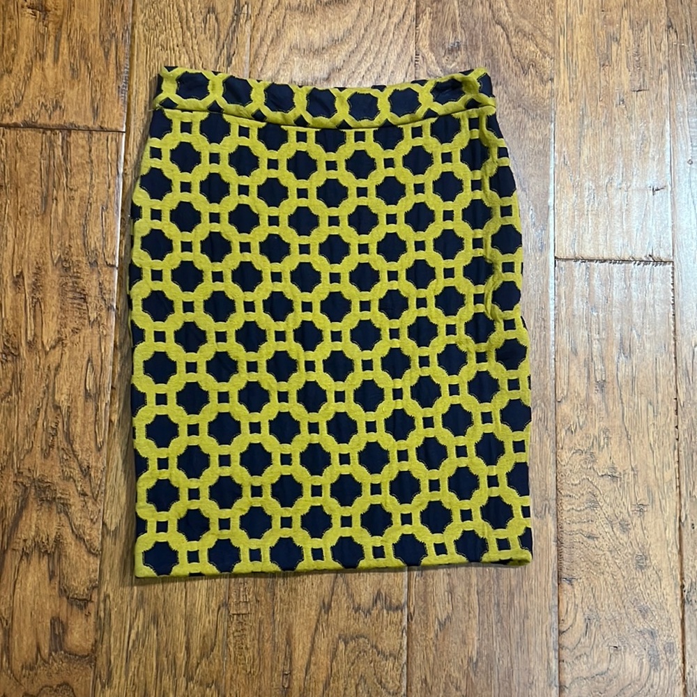 Anthropologie Charlie & Robin Wool Blend Skirt green blue geometric print